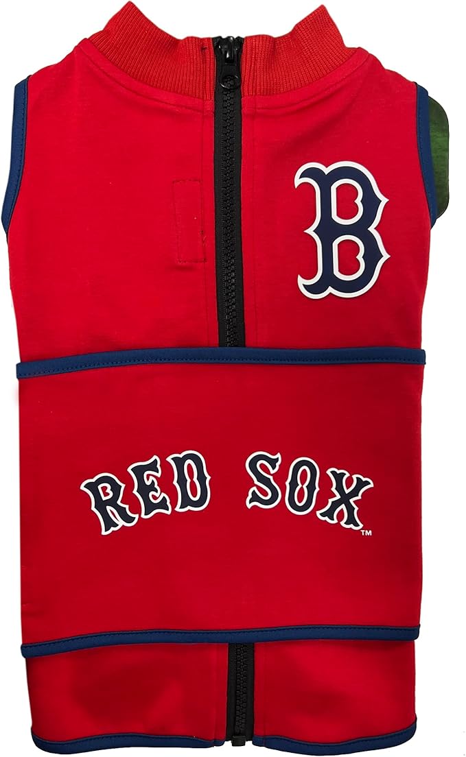 MLB Boston RED SOX Dog Anxiety Shirt Calming Soothing Vest, for Dogs & Cats with Anxiety, Fears, Fireworks, Loud Noises, Dark, Lonely Keeps Dogs Calm & Feeling Safe, Relaxing Jacket, Large