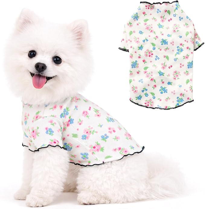 Winmany Dog Cooling Shirt for Small Dog Cat, Puppy Summer Sun Protection Stretchable Clothes, Quick Dry Breathable Pet Vest Outfit,Floral, Small