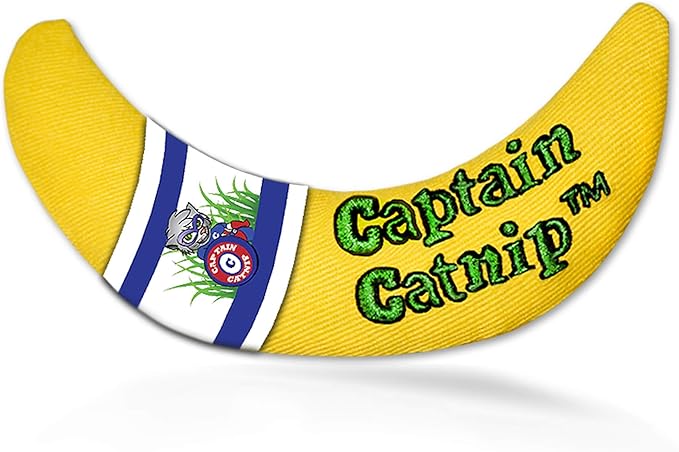 Captain Catnip Cat Banana Toy, Kitten Interactive Toy, Fun Playing Cat Toy, Filled with Organic Catnip for Indoor Cats