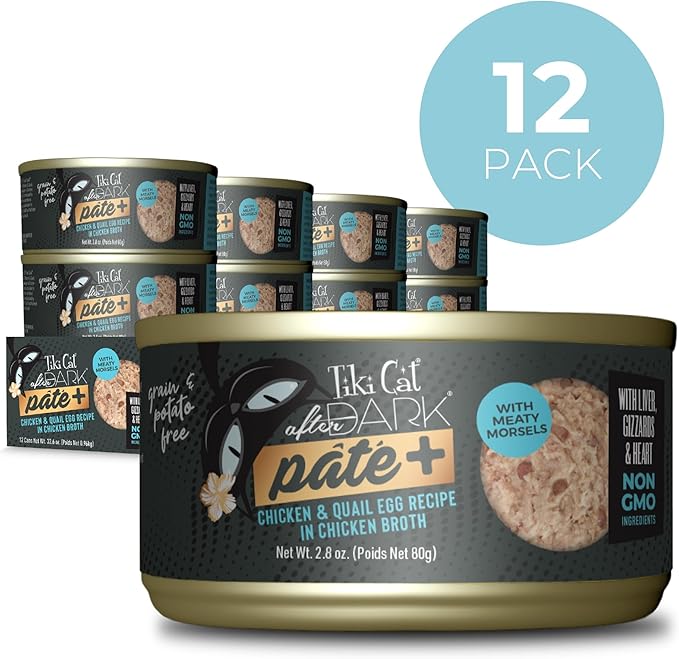 Tiki Cat After Dark Pate+ Chicken & Quail Egg, 2.8 oz. Can (Pack of 12)