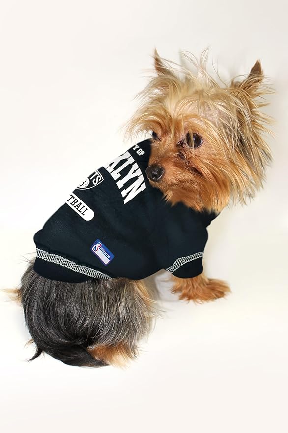 Pets First NBA Licensed Hoodies & T-shirt for Dogs & Cats, Brooklyn NETS, Medium