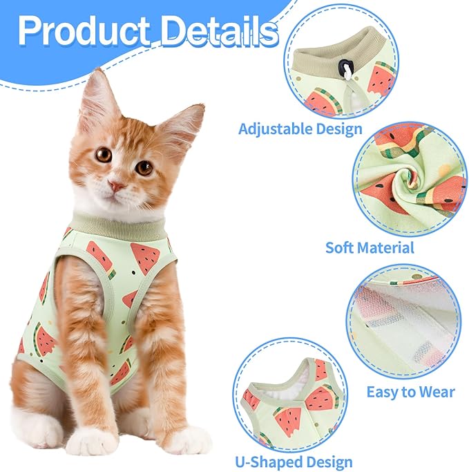 Coppthinktu Cat Recovery Suit Female, Breathable Cat Onesie After Surgery Female for Abdominal Wounds or Skin Diseases, Surgery Recovery Suit Kitten Surgical Onesie After Spay Wear Anti Licking