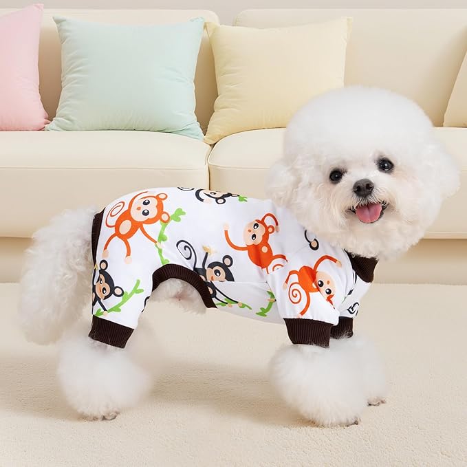 XPUDAC Dog Pajamas Soft Strechy Puppy Pjs Pet Clothes for Small Medium Dogs Boy Girl Cat Pet Outfit, M