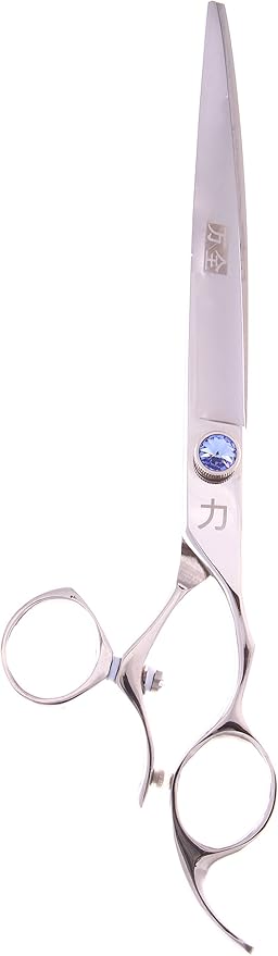 ShearsDirect Japanese 440C Stainless Steel Curved Shear with Swivel Off Set Handle Design, 8-Inch