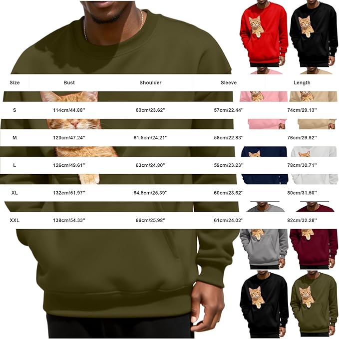 Pet Pouch Sweatshirt Men Kangaroo Pocket Pullover Puppy Cat Care Shirt Dog Carrier Top Animal Holder Crewneck Unisex