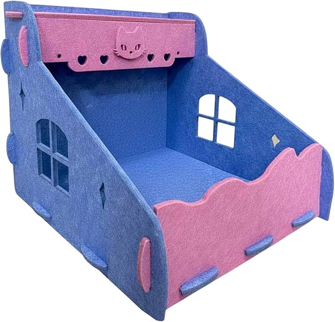 Gralara Cat Scratcher Kitten Sleeping Nest Thickened Multifunctional Furniture Protector Lounge Bed for Interaction Indoor Outdoor, Blue