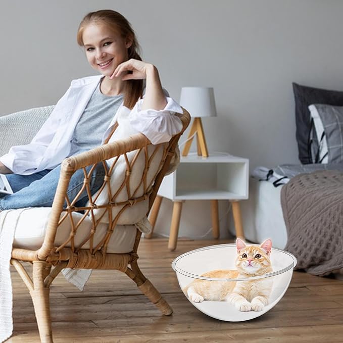 Small Space Cat Furniture - Transparent House, Space Capsule Bed, Anti-Scratch Pet Nest, Window Perch, Bowl Bed for Pets