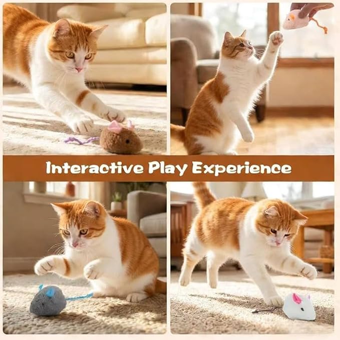 8 Pack Cat Toys Fluffy Mouse-Shaped Toys Colorful Plush Soft Cat Plush Toys with Mint Flavor for Cats Highly Realistic Interactive Cat Toys Available in 8Different Colors