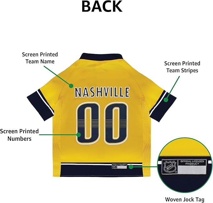 Pets First NHL Nashville Predators Jersey for Dogs & Cats, X-Large. - Let Your Pet Be A Real NHL Fan!