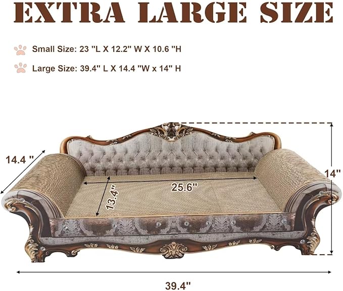 COOZMENT Sofa Shaped Scratching Couch,Thick Scratching Cardboard, Lounge Bed for Indoor Rest&Play, Sofa Scratcher Pad (39.4" L X 14.4 "W X 14" H)