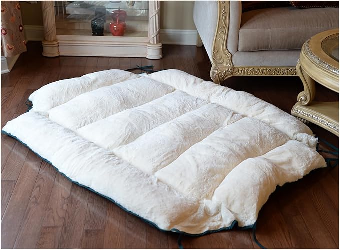 Armarkat Model D04HML/MB-L Large Laurel Green & Ivory Pet Bed and Mat, 42"L x 29"W x 8"H, flat as mat: 51" x 40"