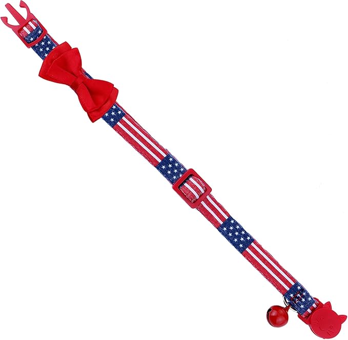 BoomBone American Flag Cat Collar Bowtie Breakaway with Bell