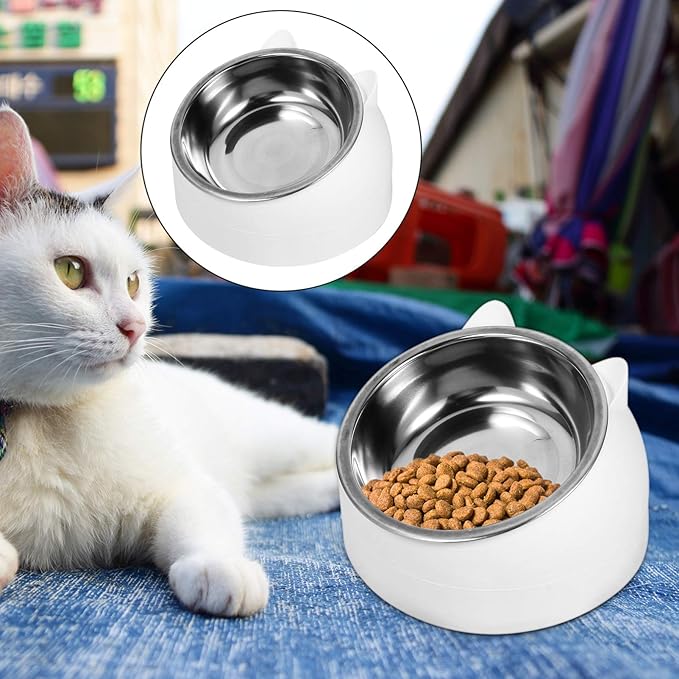 3sets Cat Feeding Watering Supplies Elevated Cat Bowls Accessories Pet Eating Bowl Microwave Dishwasher Safe
