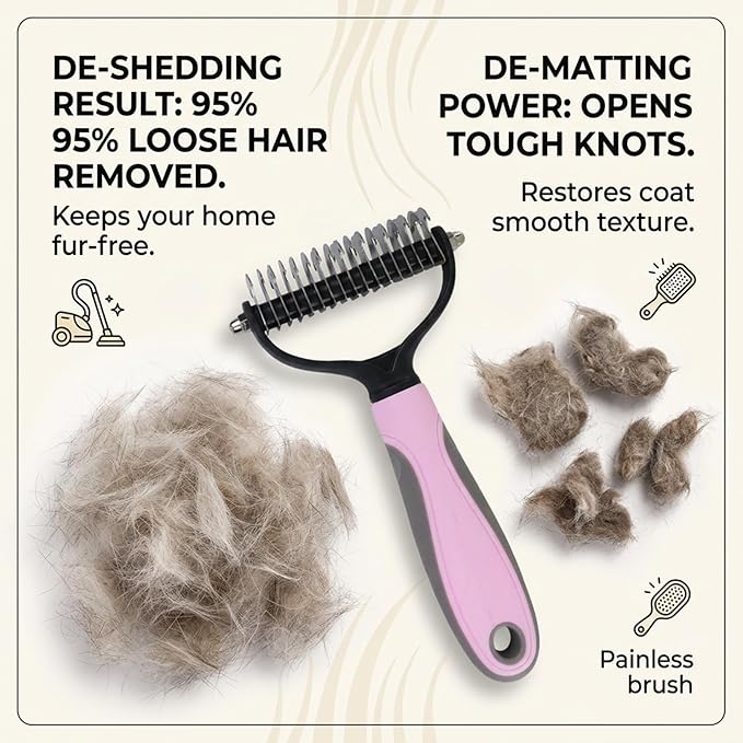 Vivanchor Deshedder, Vivanchor Pet Pro, Grooming Tool for Dogs/Cats, Double Sided Pet Grooming Brush, Professional Deshedding Tool, Pets Hair Remover Shedding, Long Haired Dog Brushes
