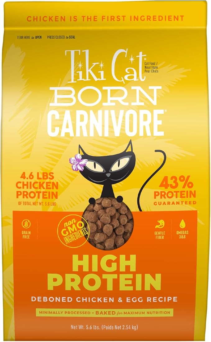 Tiki Cat Born Carnivore High Protein Dry Cat Food, Deboned Chicken & Egg, 5.6 lbs. Bag
