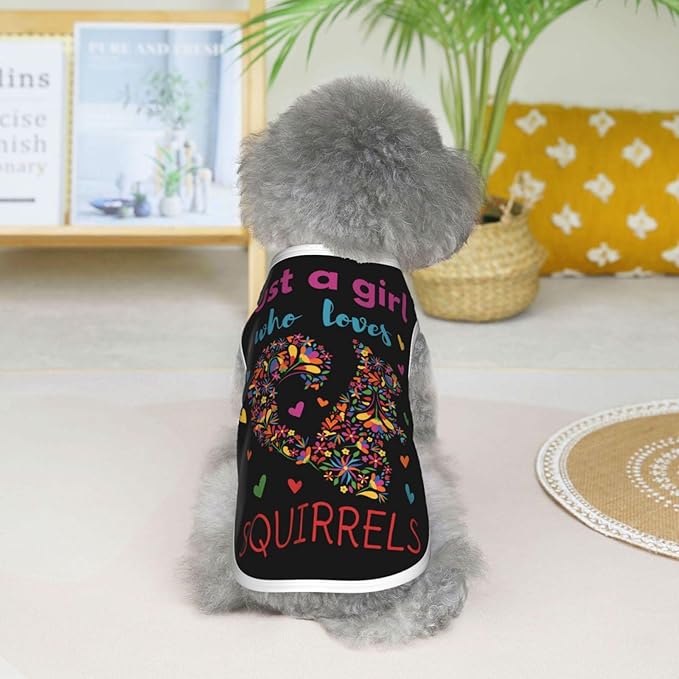 Just A Girl Who Loves Squirrels Dog Shirts Sleeveless Puppy Cotton T-Shirts Breathable Dog Clothes Pet Apparel Tank Pullover Doggy Sweatshirt Cozy Canine Wear for Small Dogs Cats Green Medium
