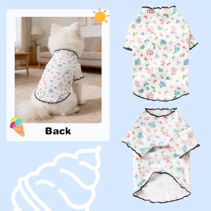 Winmany Dog Cooling Shirt for Small Dog Cat, Puppy Summer Sun Protection Stretchable Clothes, Quick Dry Breathable Pet Vest Outfit,Floral, X-Large