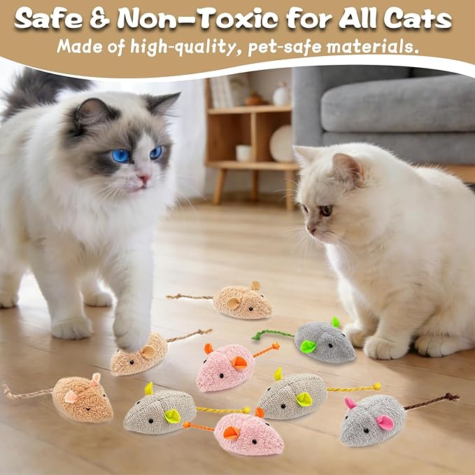12 Pack Mouse Toys for Cats,Catnip Toy Mouse, Plush Mice Toys for Cats, Cat Nip Mice for Indoor Cat, Kitten Plushie Engaged Entertained Interactive Exercise Kicker Chew Fetch Toy (Value Bulk)