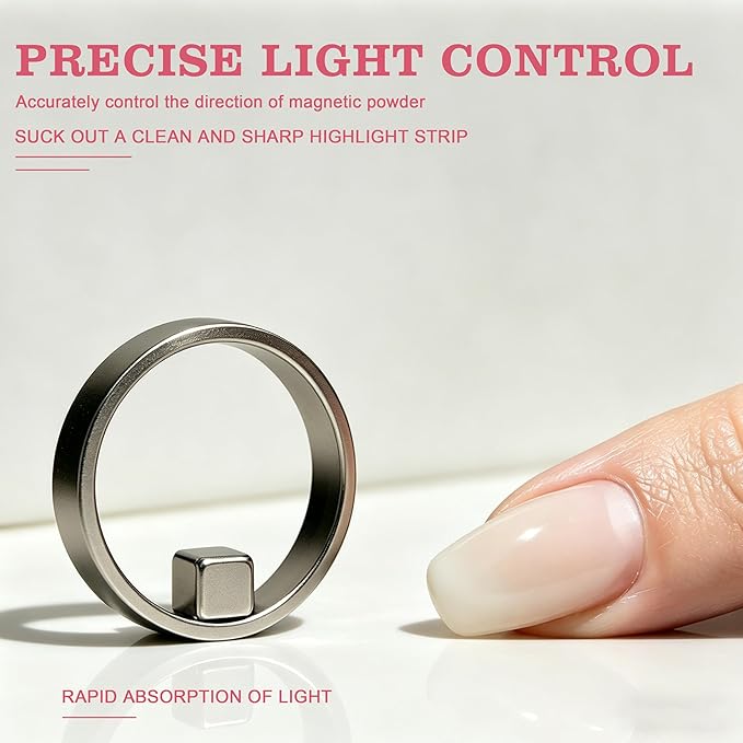 2pcs Ring Cat Eyes Magnet for Nails, Cateye Magnet for Nails, Y-Shaped & Hollow Ring Nail Magnet for Halo, French, Magnetic Nail Art Tool for Home DIY, Beginners & Nail Artists