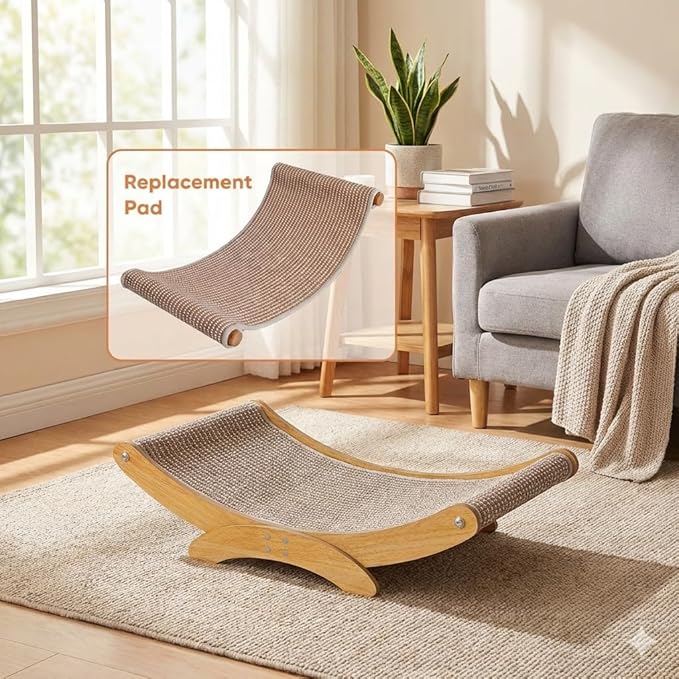 Cat Scratcher Bed L Mat for Indoor Cats, 23.6" Large Natural Sisal Cat Scratching Board Replacement Mat