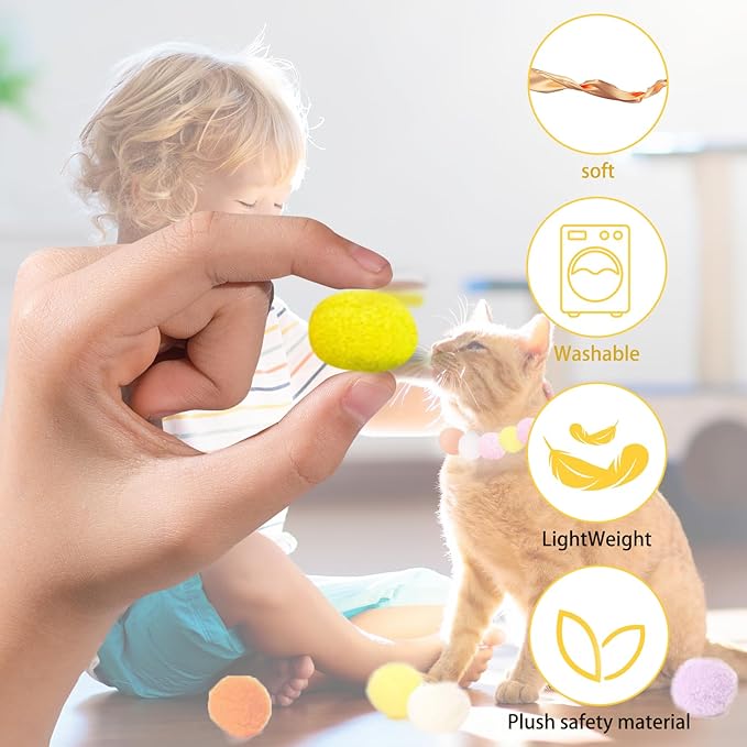 Cat Toy Ball with Launchers Set , Interactive Cat Toys with 2 Launcher & 100 Colorful Soft Pom Balls, Fun Pet Play Toys (Reinforced Edition) (100 balls & 2 launchers)