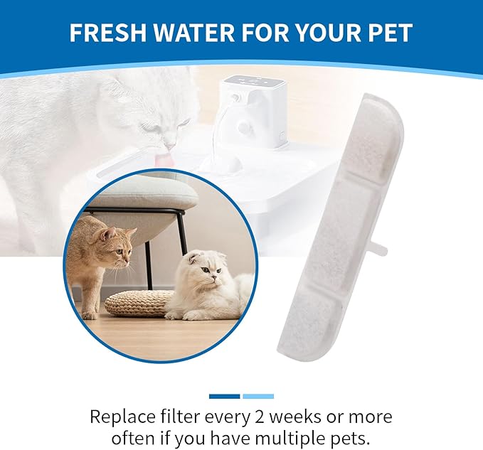 12 Packs Replacement Filters for DownyPaws Pet Wireless Cat Water Fountain 84oz/2.5L, Filter for Cat and Dogs Water Fountain DPWFP6(12 filter +12 prefilter)