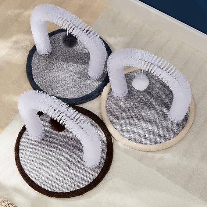 Cat Arch Self Groomer with Cat Toy Ball Cat Arch Scratcher Cat Hair Brush Cat Brush Arch Grooming Supplies Kitten Hair Massaging Brush with Dangling Ball