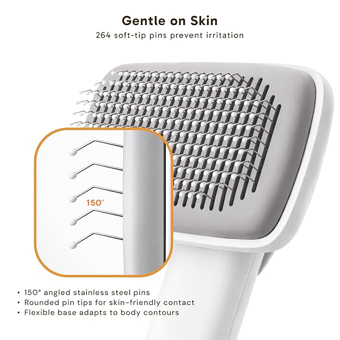 Wolfster Self Cleaning Deshedding Cat Brush for Dogs & Cats - Skin Friendly Shading Brusn, Friendly Pet Sliker Brush for Long & Short Hair Animals, Deshedding Tool for pet supplies (White)