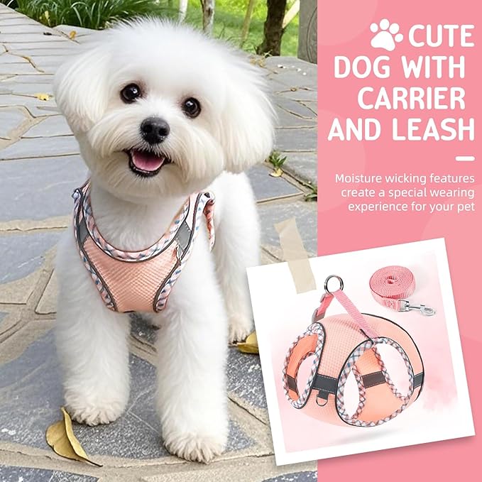 Cat Harness and Leash Set - Breathable Mesh Vest with Reflective Strips, Escape-Proof Harness with No-Choke Design Secure Lock Buckles for Kittens or Puppies, XS Pink(Fits 3-7 lbs Kittens)