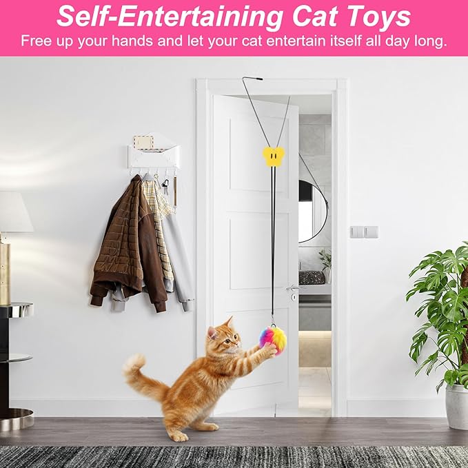 Cat Door Toy Interactive Cat Toys Door Hanging Cats Toys Cat Teaser Toy for Indoor Cats Kitten Exercise Self Play Toy Make Fun Excecise