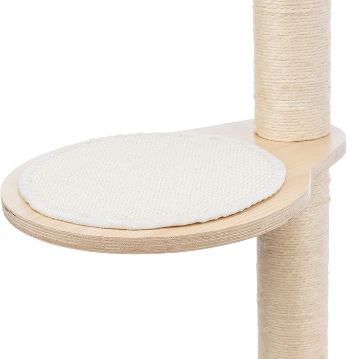 Trixie Mateo Wall Mounted Cat Tree – Jute & Plush Wall System with Hammock, Condo & Platforms – Compact Cat Furniture for Indoor Cats – Natural/White, 25.59" x 21.65" x 54.33"
