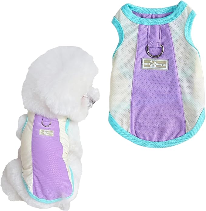Ice Silk Fluorescent Tank top with Traction Ring, Suitable for Small/Medium Dogs, pet Dog Sun Protection Breathable Outdoor Walking Tank Top