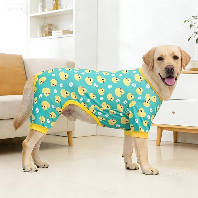 XPUDAC Dog Pajamas Soft Stretchy Duck Dog Clothes for Large Dogs Pet Jumpsuit Puppy Onesie Outfits Cat Apparel-3XL