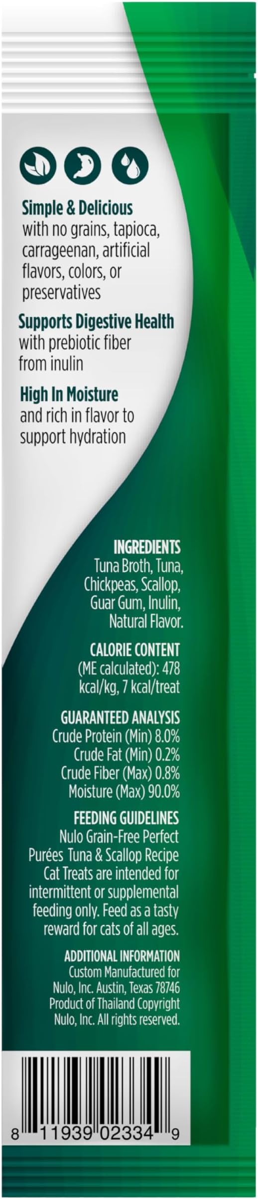 Nulo Freestyle Lickable Cat Treats - Perfect Purées Tuna & Scallop, Squeezable Grain-Free Wet Cat Food Topper, High Moisture for Hydration, 48 x 0.5oz