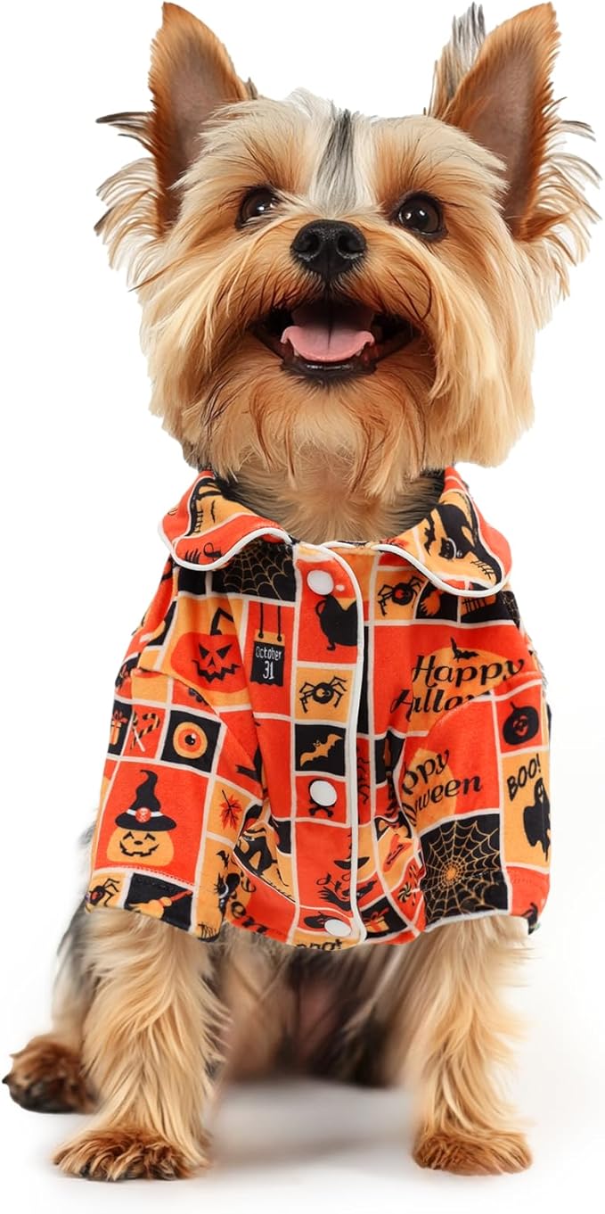 CuteBone Two-Leg Velvet Pet Halloween Pajamas Girl Dog Clothes - Soft, Cozy, and Stretchy Boy Pjs for Small, Medium Dogs and Cats Winter Sleepwear Apparel LTP12XL