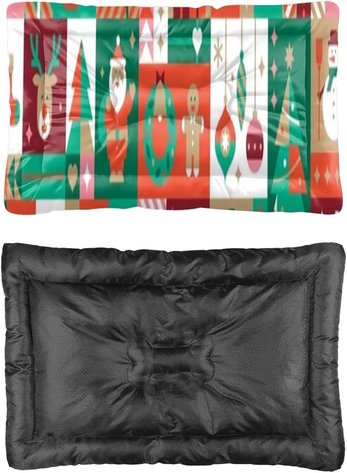 Vintage Holiday Collage Dog Sleeping Pad Cat Warming Pad Dog Bed for Backseat Pet Bed Mat Non- Slip Bottom Room Furniture Multi- Scenario Crate Pads Gift Printed 36× 24 Inch