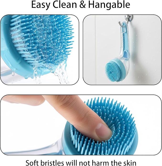 Pet Bath Brush,Dog Grooming Brush,Comes with Pet Grooming Comb and 2 Pcs Cat Scrubbers for Bath,2 in 1 Dog Bath Brush,Scrubber with Built-in Shampoo Dispenser