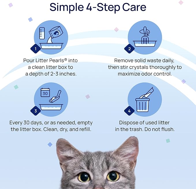 Litter Pearls Tracksless Unscented Non-Clumping Crystal Cat Litter with Odorbond, 15 Pounds