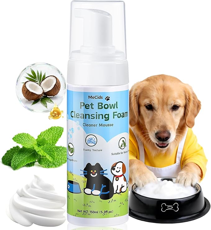 MeCids Pet Bowl Cleaning Mousse – Pet Bowl Cleaner, Natural Plant-Based, Safe & Non-Toxic, Powerful Foam for Effective Cleaning, Suitable for Cat & Dog Bowls, Pet Toys, and More