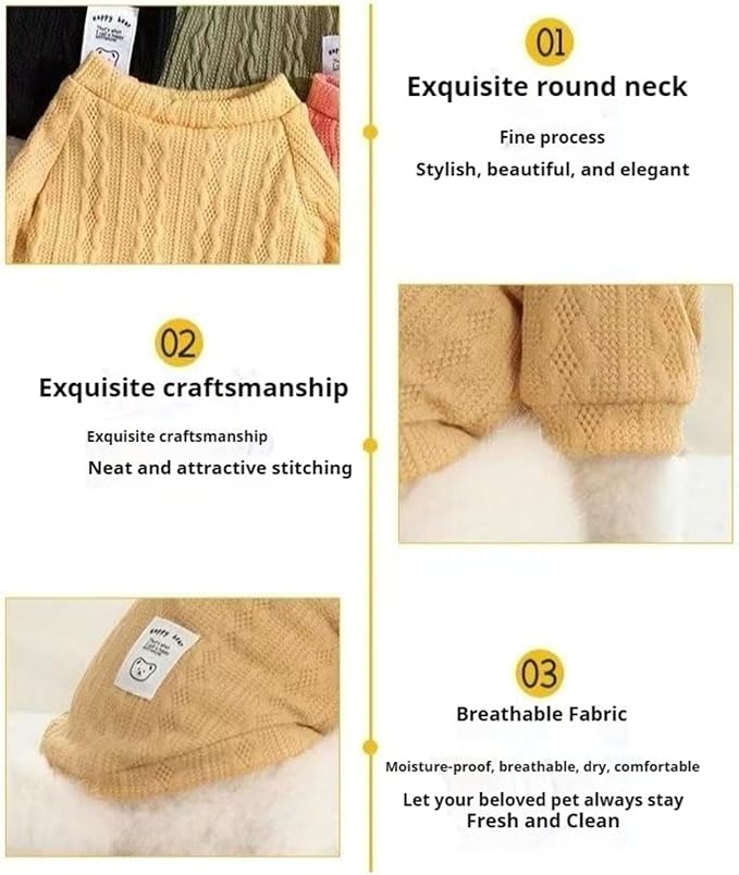 Kitten Clothes, Dog Cat Sweaters Pet Puppy Knitwear Costume Fall Winter Coat for Small Medium Cats Dog Girl Boy Fit 2.2-23lb