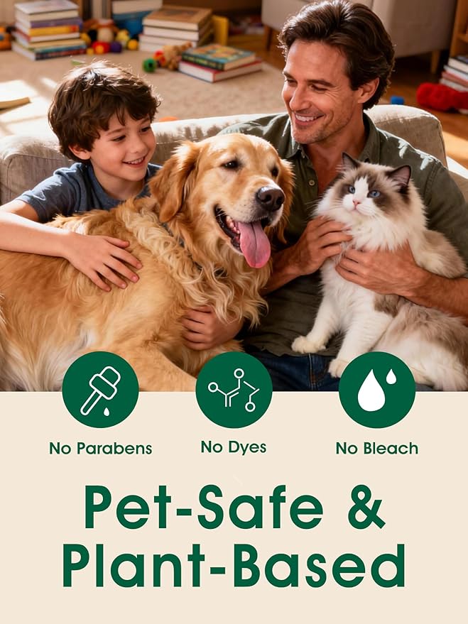 4-in-1 Pet Hair Resistant Spray, Pet Hair Dissolver & Odor Neutralizer, Plant Based Enzymes, Safe for Pets, Clothes & Furniture, Refresh Pine Nut Scent, 6.76 fl oz, Travel 2-Pack