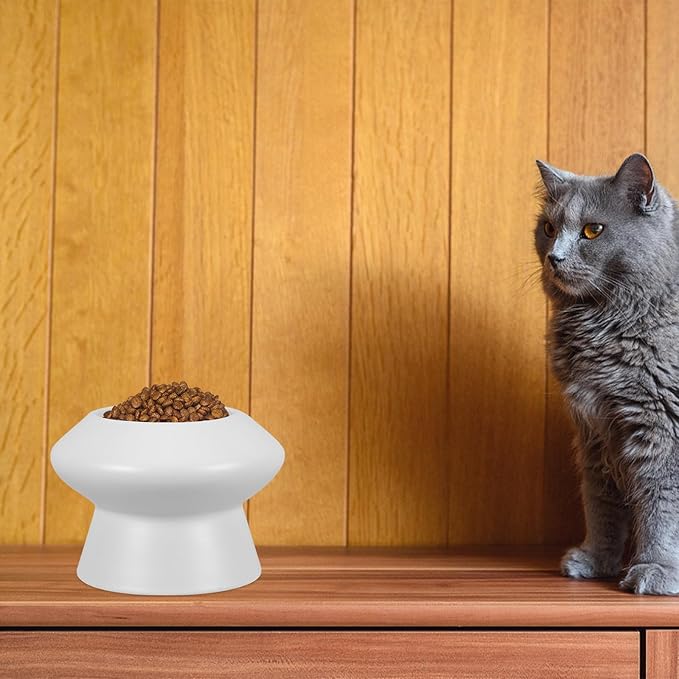 OUNONA Ceramic Pet Bowl Elevated High Feet Pet Water Feeder Raised Feeding Bowl for Flat Face Cats and Dogs Anti-Spill Design Random Color