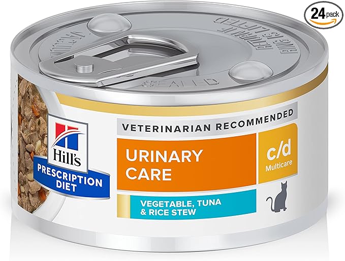 Hill's Prescription Diet c/d Multicare Urinary Care Wet Cat Food, Tuna & Vegetable Stew, 2.9 oz. Cans, 24-Pack