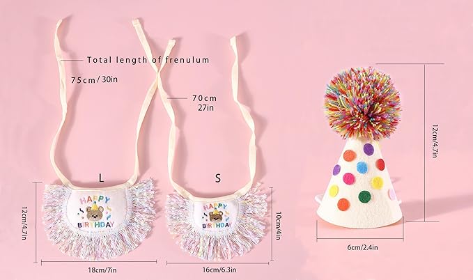 Cat Birthday Bandana Scarf and Party Hat Cute Tassels Bib Scarf and Birthday Hat Cat Birthday Party Decorations Set