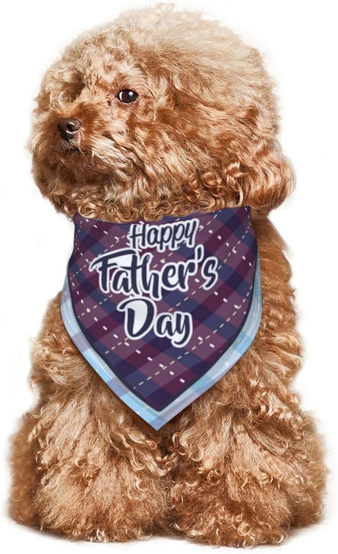 Happy Father's Day Dog Bandana Adjustable Reversible Triangle Dog Scarf Scarves Pet Bibs Costume Accessory Decor for Cats