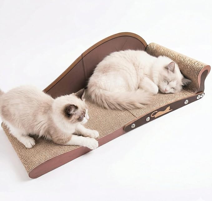 Extra Large Cat Couch Scratcher, 26" Cat Sofa Lounge Bed, Durable Cardboard Scratching Board for Indoor Cats, Cat Scratch Bed, XL Lounger and Scratch Bed Furniture Protector