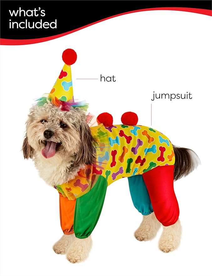Rubies Clown Pet Costume for Dogs or Cats, Medium