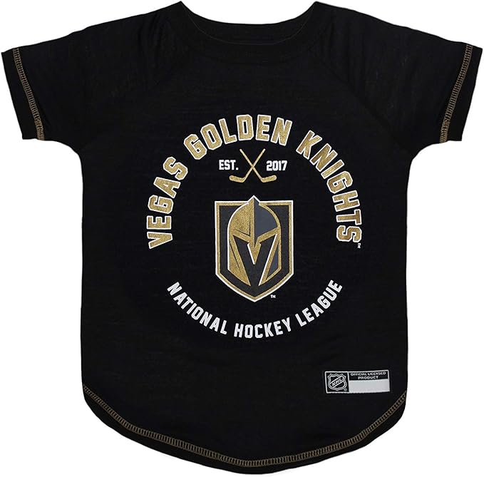 NHL Las Vegas Golden Knights Tee Shirt for Dogs & Cats, Large. - Are You A Hockey Fan? Let Your Pet Be An NHL Fan Too!