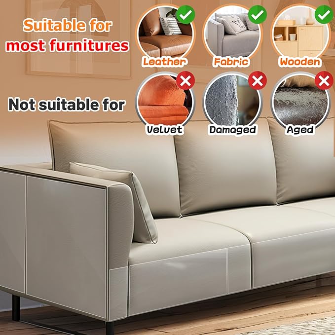 Acostop Cat Scratch Furniture Protector - Specially Designed for Leather Furniture, Easy to Remove Anti-Scratch Couch Protector from Cat, No Pins, 16 Pack