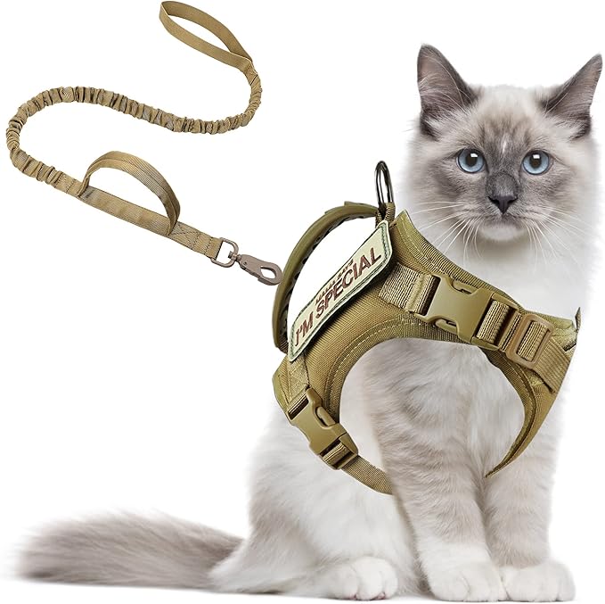 AIWAI Cat Harness and Leash for Walking, Escape Proof Soft Adjustable Vest Harnesses for Cats, Easy Control Breathable Soft Mesh with Control Handle for Large Cat Small Dog, Gift with Patch